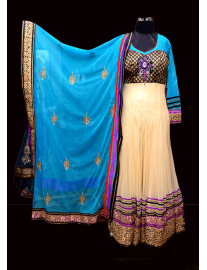 Net and Brocade Anarkali Suit